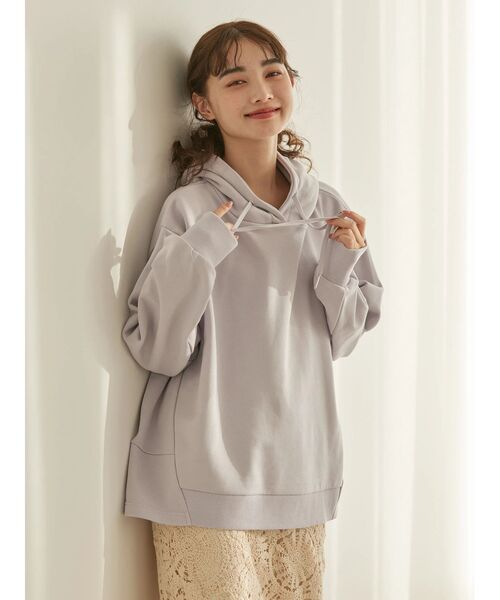 AMERICAN HOLIC（アメリカンホリック）の「フーディー裏毛切り替えプルオーバー（Tシャツ/カットソー・レディース・ラベンダー/ライトイエロー/サックスブルー/オフホワイト・L/M）」の22枚目の写真