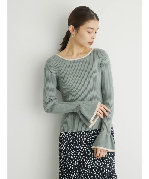 Petit fleur(プチフルール)の「・Petit Fleur フリルソデニットプルオーバー(ニット/セーター・レディース・ブラック/オフホワイト/ミント・FREE)」の12枚目の写真
