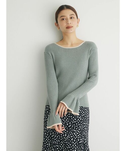 Petit fleur(プチフルール)の「・Petit Fleur フリルソデニットプルオーバー(ニット/セーター・レディース・ブラック/オフホワイト/ミント・FREE)」の13枚目の写真