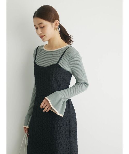 Petit fleur(プチフルール)の「・Petit Fleur フリルソデニットプルオーバー(ニット/セーター・レディース・ブラック/オフホワイト/ミント・FREE)」の21枚目の写真