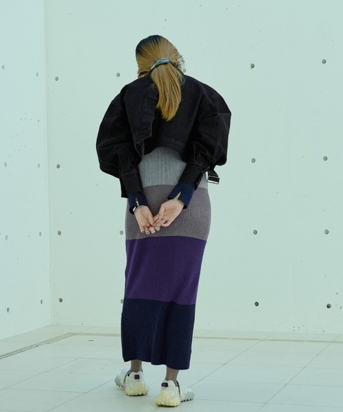 Ezick（エジック）の「Mode denim punching ショートジャケット（デニムジャケット・レディース・ブラック/グレー・FREE）」の18枚目の写真