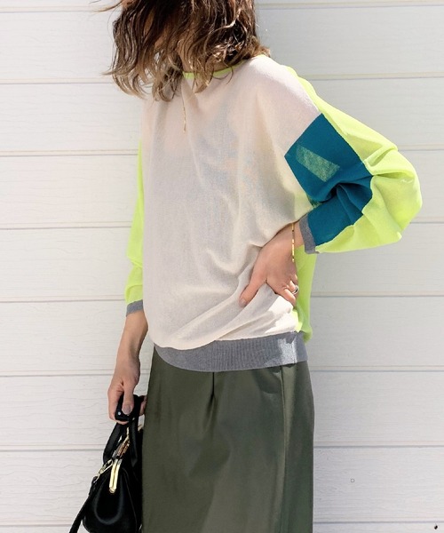 Q（キュー）の「2wayドルマンカーディガン（カーディガン/ボレロ・レディース・ライム/チャコールグレー/アイボリー・MEDIUM）」の4枚目の写真