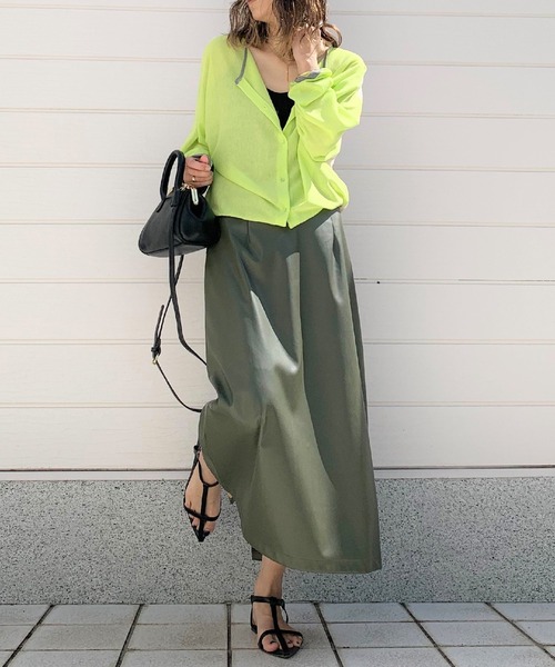 Q（キュー）の「2wayドルマンカーディガン（カーディガン/ボレロ・レディース・ライム/チャコールグレー/アイボリー・MEDIUM）」の9枚目の写真