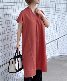 libelle more | 《吸水速乾・UVカット・抗菌防臭》フレンチリネン　無地スキッパーワンピース(ワンピース)