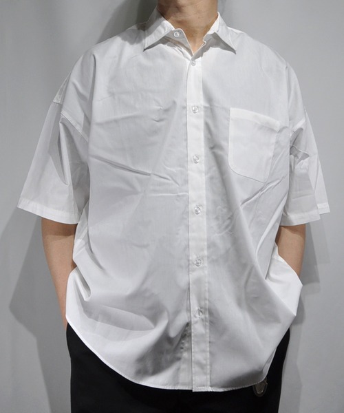 おしゃれスタ（オシャレスタ）の「ブロードビッグレギュラーカラー半袖シャツ【IR】（シャツ/ブラウス・メンズ・ブルー系その他/イエロー系その他/ホワイト系その他/サックスブルー/ブラック系その他/パープル系その他/グリーン/グレイッシュベージュ/ブラック/グリーン系その他/ホワイト・M/L/XL）」の18枚目の写真