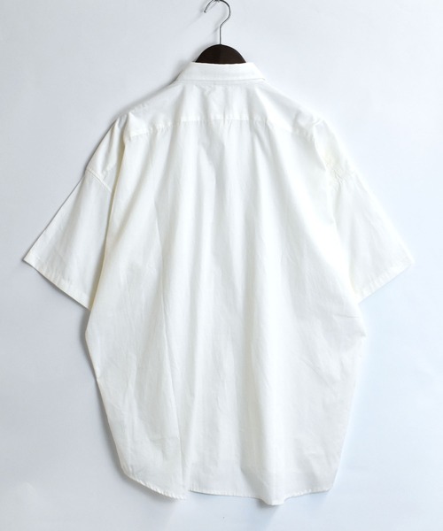 おしゃれスタ（オシャレスタ）の「ブロードビッグレギュラーカラー半袖シャツ【IR】（シャツ/ブラウス・メンズ・ブルー系その他/イエロー系その他/ホワイト系その他/サックスブルー/ブラック系その他/パープル系その他/グリーン/グレイッシュベージュ/ブラック/グリーン系その他/ホワイト・M/L/XL）」の12枚目の写真