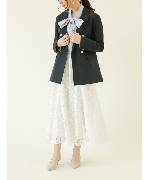 Te chichi（テチチ）の「ダブルブレストテーラードジャケット（ノーカラージャケット・レディース・ベージュ/ネイビー/ブルー・ﾌﾘ-）」の17枚目の写真