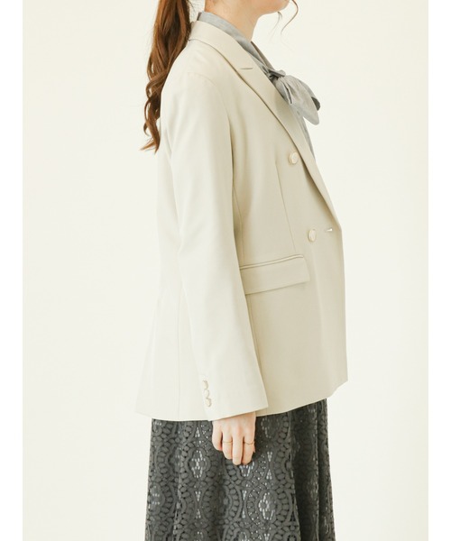 Te chichi（テチチ）の「ダブルブレストテーラードジャケット（ノーカラージャケット・レディース・ベージュ/ネイビー/ブルー・ﾌﾘ-）」の6枚目の写真