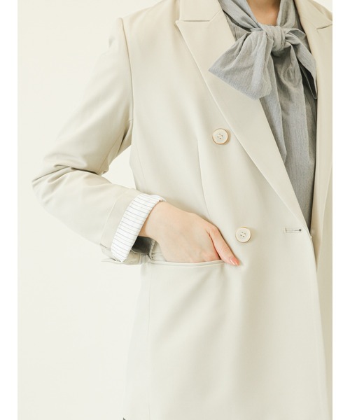 Te chichi（テチチ）の「ダブルブレストテーラードジャケット（ノーカラージャケット・レディース・ベージュ/ネイビー/ブルー・ﾌﾘ-）」の18枚目の写真