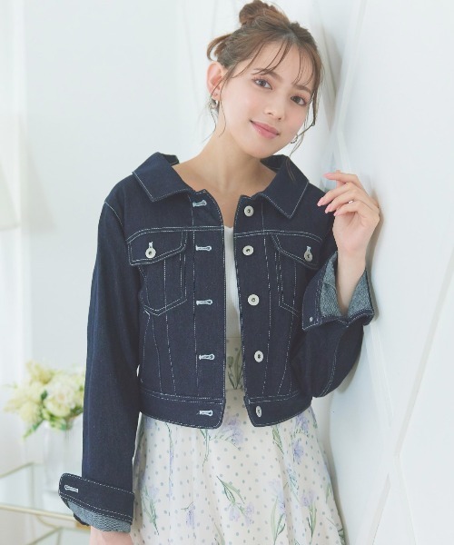 WILLSELECTION（ウィルセレクション）の「バックレースアップコンパクトデニムジャケット（デニムジャケット・レディース・オフホワイト/ネイビー・MEDIUM）」の2枚目の写真