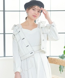 バックレースアップコンパクトデニムジャケット