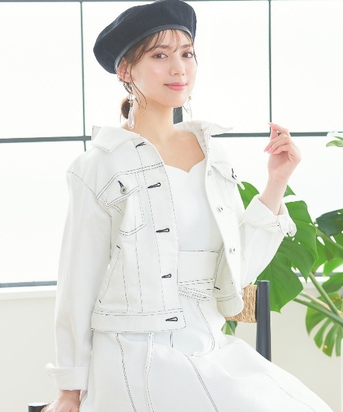 WILLSELECTION（ウィルセレクション）の「バックレースアップコンパクトデニムジャケット（デニムジャケット・レディース・オフホワイト/ネイビー・MEDIUM）」の4枚目の写真