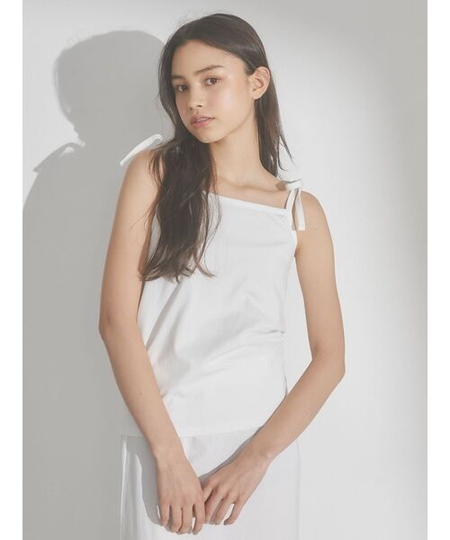 merry jenny（メリージェニー）の「ribbon cotton camisole（キャミソール・レディース・ブラック/オフホワイト/オレンジ・FREE）」の4枚目の写真