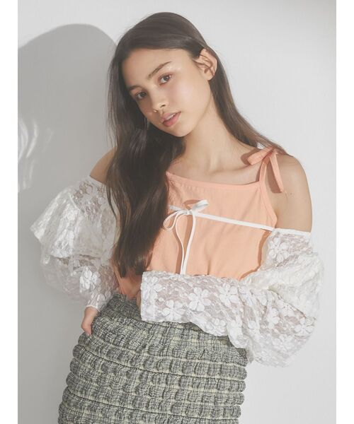 merry jenny（メリージェニー）の「ribbon cotton camisole（キャミソール・レディース・ブラック/オフホワイト/オレンジ・FREE）」の15枚目の写真