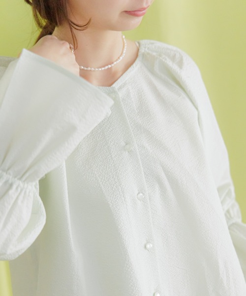 flower（フラワー）の「ジューシーパフブラウス（シャツ/ブラウス・レディース・アイボリー/グリーン/ピンク・FREE）」の11枚目の写真