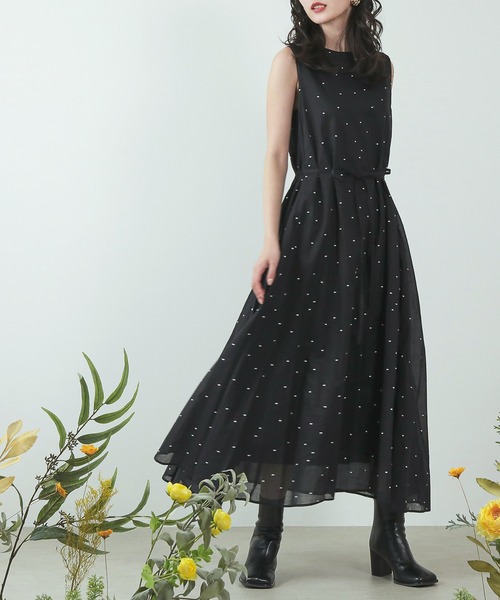 Kana(カナ)の「2way ノースリーブ ドット ボリューム ワンピース きれいめ パーティー ドレス 結婚式 お呼ばれ オケージョン(ワンピース・レディース・ブラック・フリー)」の14枚目の写真