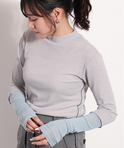 cepo(セポ)の「ソデキリカエシアーハイネックTee(Tシャツ/カットソー・レディース・ライトグレー/グレー/クリーム・FREE)」の1枚目の写真