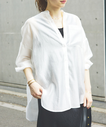 Rouge vif | シアーバンドカラーシャツ(シャツ/ブラウス)