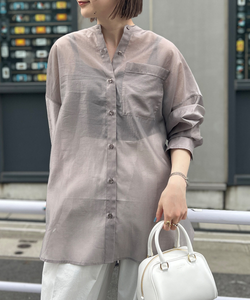 24ss 美品　ルージュヴィフ ブラウス　バンドカラーシャツ シアーバンドカラーシャツ｜Rouge vif la cle / ルージュ