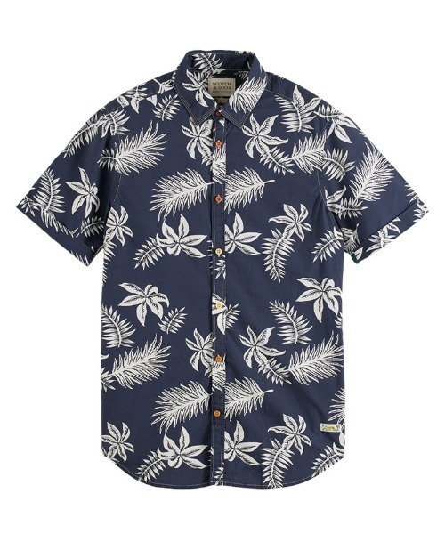 SCOTCH&SODA(スコッチアンドソーダ)の「プリントポプリンシャツ【172477】(シャツ/ブラウス・メンズ・カーキ/ネイビー・SMALL/LARGE/MEDIUM)」の2枚目の写真