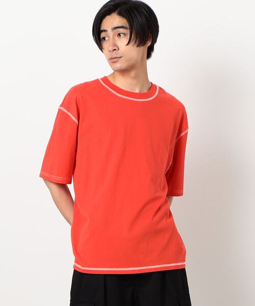 Purple&Yellow(パープルアンドイエロー)の「配色ステッチ ワイド半袖Tシャツ(Tシャツ/カットソー・メンズ・ホワイト/ブラック/カーキ/オレンジ・SMALL/MEDIUM/LARGE)」の18枚目の写真