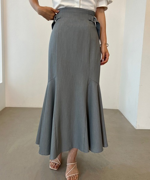 one after another NICE CLAUP（ワンアフターアナザーナイスクラップ）の「【S/Mサイズあり】サイドベルトマーメイドスカート（スカート・レディース・杢グレー/ブラック/ピンク/ベージュ・SMALL/MEDIUM）」の2枚目の写真