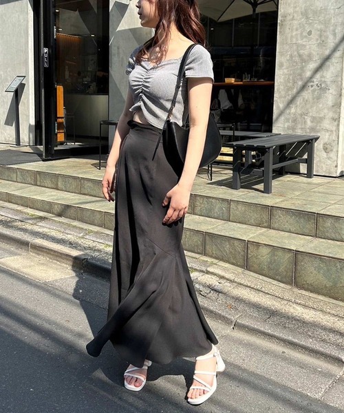 one after another NICE CLAUP（ワンアフターアナザーナイスクラップ）の「【S/Mサイズあり】サイドベルトマーメイドスカート（スカート・レディース・杢グレー/ブラック/ピンク/ベージュ・SMALL/MEDIUM）」の9枚目の写真