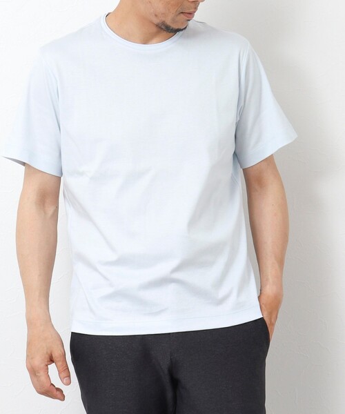 Stutostein Nolley's(シュテットシュタインノーリーズ)の「接触冷感/吸水速乾ベーシッククルーネックT(Tシャツ/カットソー・メンズ・カーキ/ライトブルー/ホワイト/ダークネイビー/グレイッシュベージュ・M/L/S)」の1枚目の写真