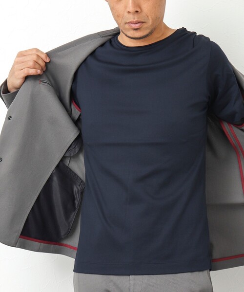 Stutostein Nolley's(シュテットシュタインノーリーズ)の「接触冷感/吸水速乾ベーシッククルーネックT(Tシャツ/カットソー・メンズ・カーキ/ライトブルー/ホワイト/ダークネイビー/グレイッシュベージュ・M/L/S)」の10枚目の写真
