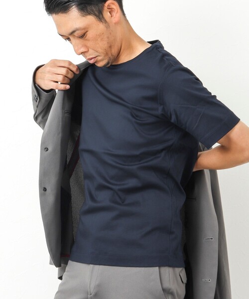 Stutostein Nolley's(シュテットシュタインノーリーズ)の「接触冷感/吸水速乾ベーシッククルーネックT(Tシャツ/カットソー・メンズ・カーキ/ライトブルー/ホワイト/ダークネイビー/グレイッシュベージュ・M/L/S)」の11枚目の写真