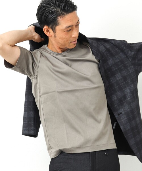 Stutostein Nolley's(シュテットシュタインノーリーズ)の「接触冷感/吸水速乾ベーシッククルーネックT(Tシャツ/カットソー・メンズ・カーキ/ライトブルー/ホワイト/ダークネイビー/グレイッシュベージュ・M/L/S)」の17枚目の写真