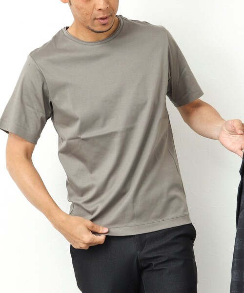 Stutostein Nolley's(シュテットシュタインノーリーズ)の「接触冷感/吸水速乾ベーシッククルーネックT(Tシャツ/カットソー・メンズ・カーキ/ライトブルー/ホワイト/ダークネイビー/グレイッシュベージュ・M/L/S)」の18枚目の写真