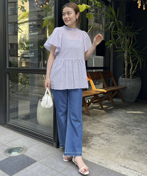 NOLLEY’S（ノーリーズ）の「◇【WEB限定】ミラクルウェーブペプラムブラウス（シャツ/ブラウス・レディース・ブラック系その他4/ベージュ系その他4/ラベンダー/ブラック・FREE）」の7枚目の写真