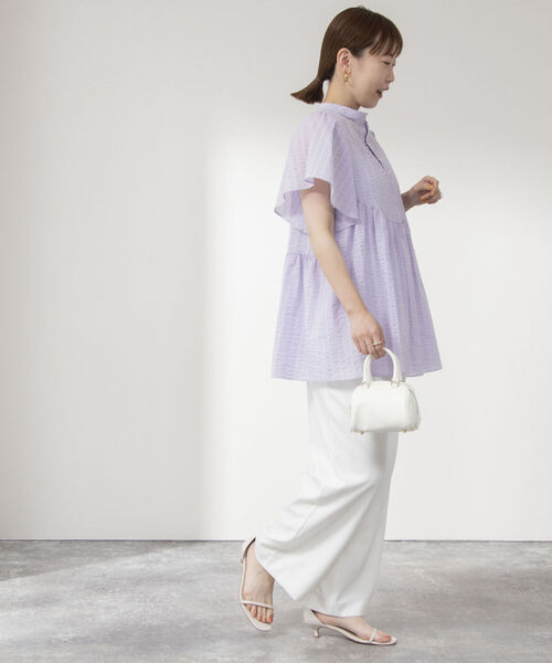 NOLLEY’S（ノーリーズ）の「◇【WEB限定】ミラクルウェーブペプラムブラウス（シャツ/ブラウス・レディース・ブラック系その他4/ベージュ系その他4/ラベンダー/ブラック・FREE）」の19枚目の写真