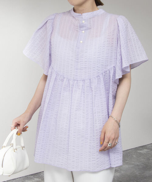 NOLLEY’S（ノーリーズ）の「◇【WEB限定】ミラクルウェーブペプラムブラウス（シャツ/ブラウス・レディース・ブラック系その他4/ベージュ系その他4/ラベンダー/ブラック・FREE）」の15枚目の写真