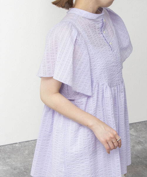 NOLLEY’S（ノーリーズ）の「◇【WEB限定】ミラクルウェーブペプラムブラウス（シャツ/ブラウス・レディース・ブラック系その他4/ベージュ系その他4/ラベンダー/ブラック・FREE）」の8枚目の写真