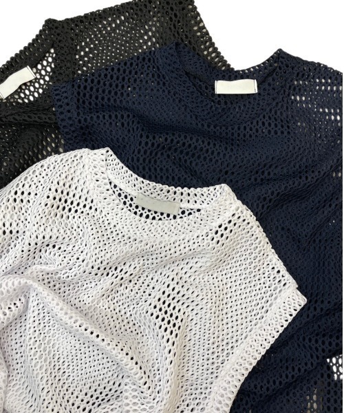 Chikashitsu +（チカシツプラス）の「ストリートファッション Chikashitsu + チカシツプラス net knit vest オーバーサイズベスト メッシュベスト サマーニット（ベスト・メンズ・ブルー/ブラック/ホワイト・ONE SIZE）」の16枚目の写真