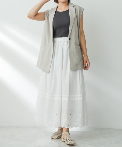 SENSE OF PLACE by URBAN RESEARCH（センスオブプレイスバイアーバンリサーチ）の「スカラシシュウタックスカート（スカート・レディース・オフホワイト/ブラック/ライトブルー・MEDIUM/SMALL）」の10枚目の写真