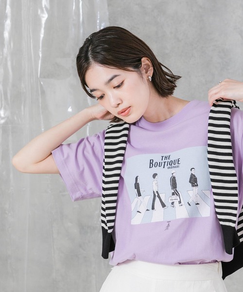 Boutique Ordinary(ブティークオーディナリー)の「オマージュグラフィックTシャツ(Tシャツ/カットソー・レディース・パープル/ホワイト・FREE)」の2枚目の写真
