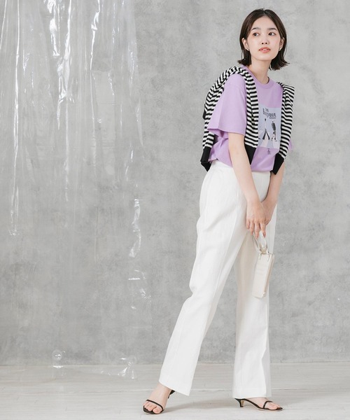 Boutique Ordinary(ブティークオーディナリー)の「オマージュグラフィックTシャツ(Tシャツ/カットソー・レディース・パープル/ホワイト・FREE)」の6枚目の写真