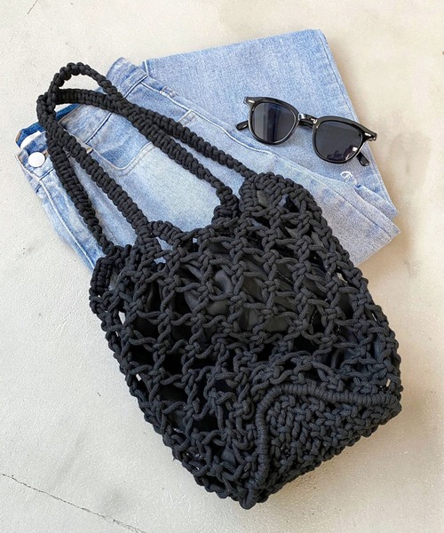 apres jour mignon(アプレジュールミニョン)の「【apresjour mignon×ARIAZ】巾着付きメッシュバッグ(ハンドバッグ・レディース・ブラック・ONESIZE)」の1枚目の写真