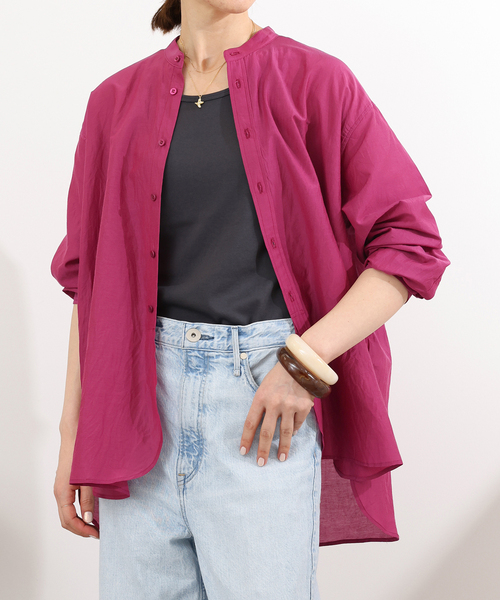美品♡IENA コットンシルクBIGシャツ　ピンク36 コットンシルクバックギャザーシャツ（シャツ／ブラウス）｜IENA