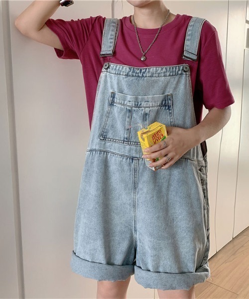 SHEENA（シーナ）の「デニムハーフオーバーオール（サロペット/オーバーオール・レディース・サックスブルー・M）」の10枚目の写真