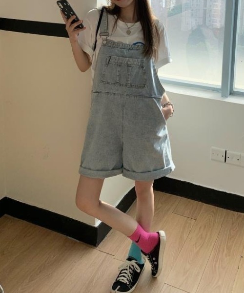 SHEENA（シーナ）の「デニムハーフオーバーオール（サロペット/オーバーオール・レディース・サックスブルー・M）」の17枚目の写真