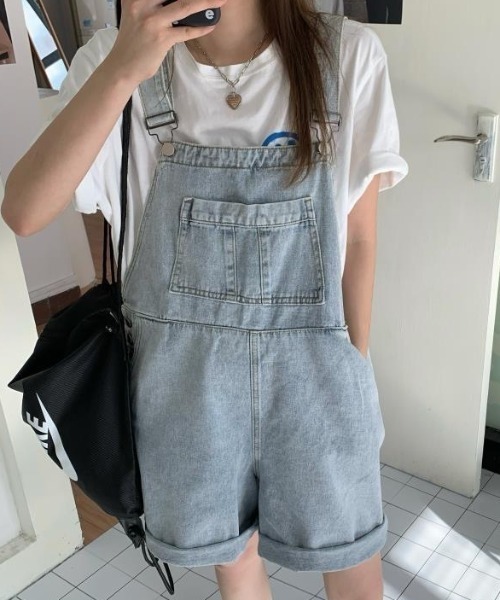 SHEENA（シーナ）の「デニムハーフオーバーオール（サロペット/オーバーオール・レディース・サックスブルー・M）」の18枚目の写真