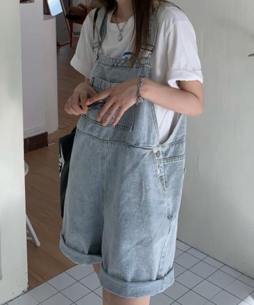 SHEENA（シーナ）の「デニムハーフオーバーオール（サロペット/オーバーオール・レディース・サックスブルー・M）」の11枚目の写真
