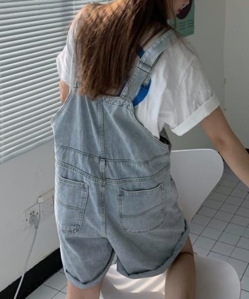 SHEENA（シーナ）の「デニムハーフオーバーオール（サロペット/オーバーオール・レディース・サックスブルー・M）」の9枚目の写真