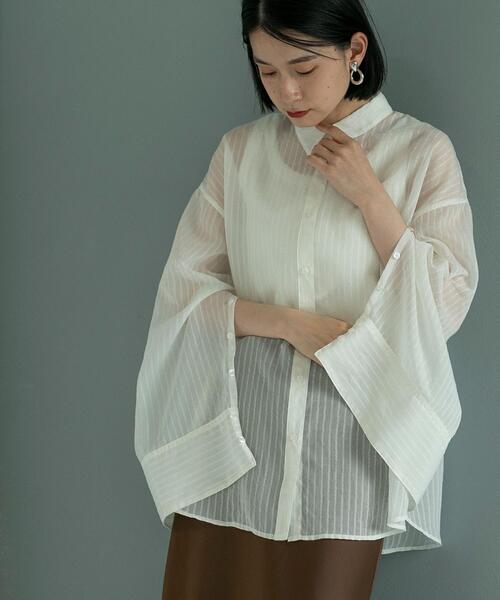 coen(コーエン)の「シャドーストライプシャツ(シャツ/ブラウス・レディース・ホワイト/ブラック/ライトブルー・L/M)」の5枚目の写真