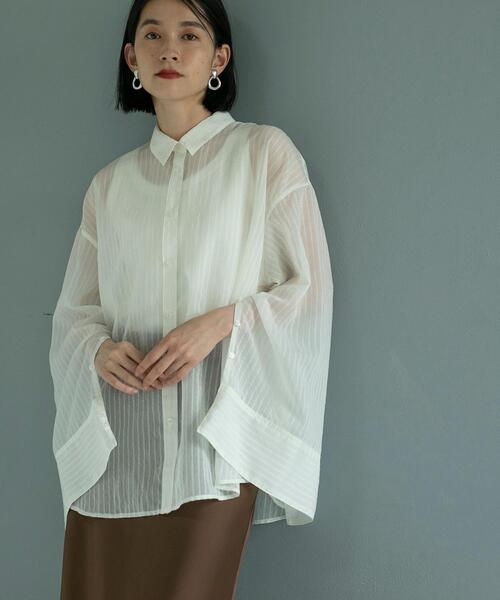 coen(コーエン)の「シャドーストライプシャツ(シャツ/ブラウス・レディース・ホワイト/ブラック/ライトブルー・L/M)」の6枚目の写真