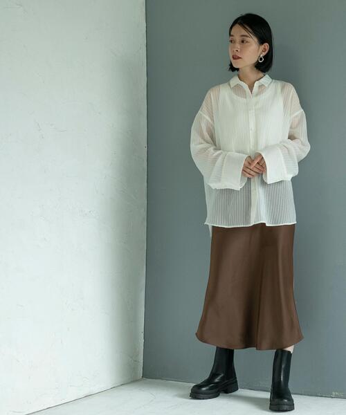 coen(コーエン)の「シャドーストライプシャツ(シャツ/ブラウス・レディース・ホワイト/ブラック/ライトブルー・L/M)」の7枚目の写真